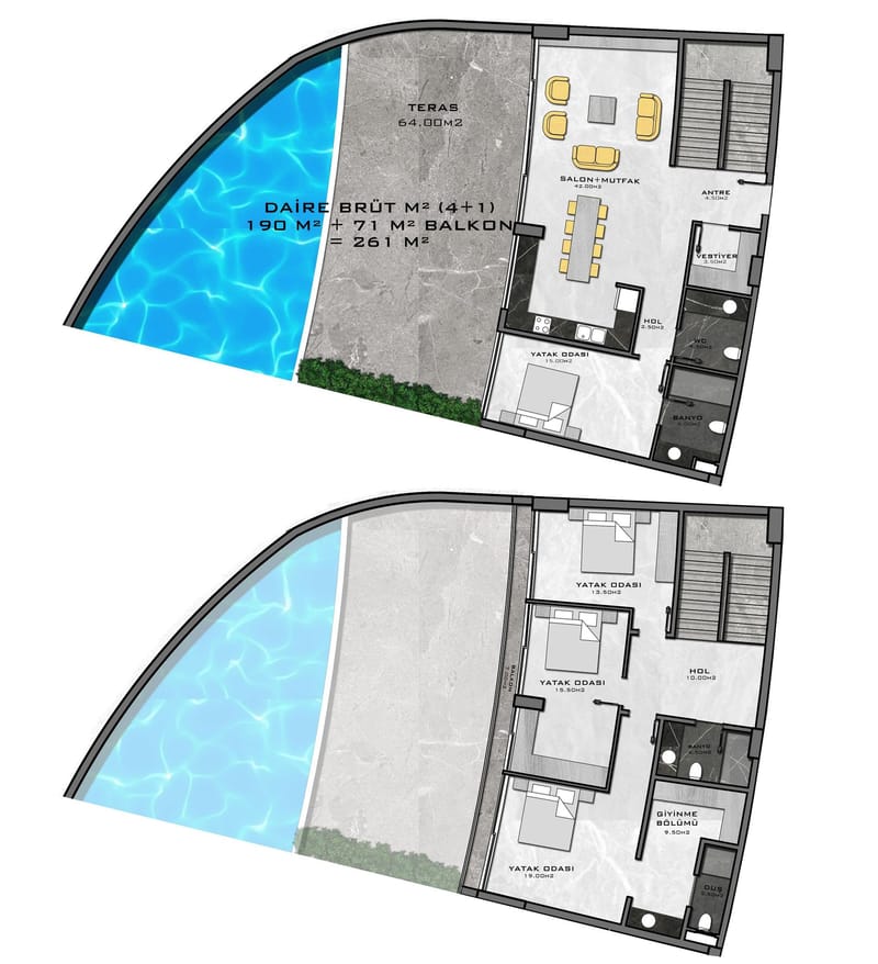 Апартаменты премиум класса на 1й линии моря, район Каргыджак (001416) — фото 39
