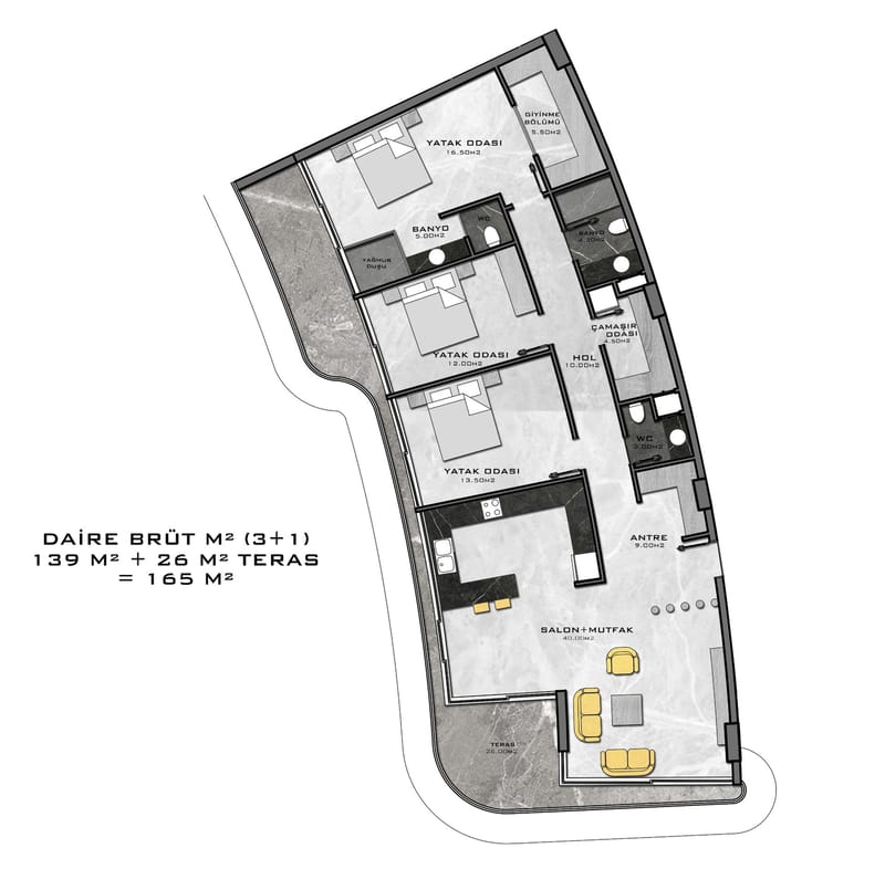 Апартаменты премиум класса на 1й линии моря, район Каргыджак (001416) — фото 43