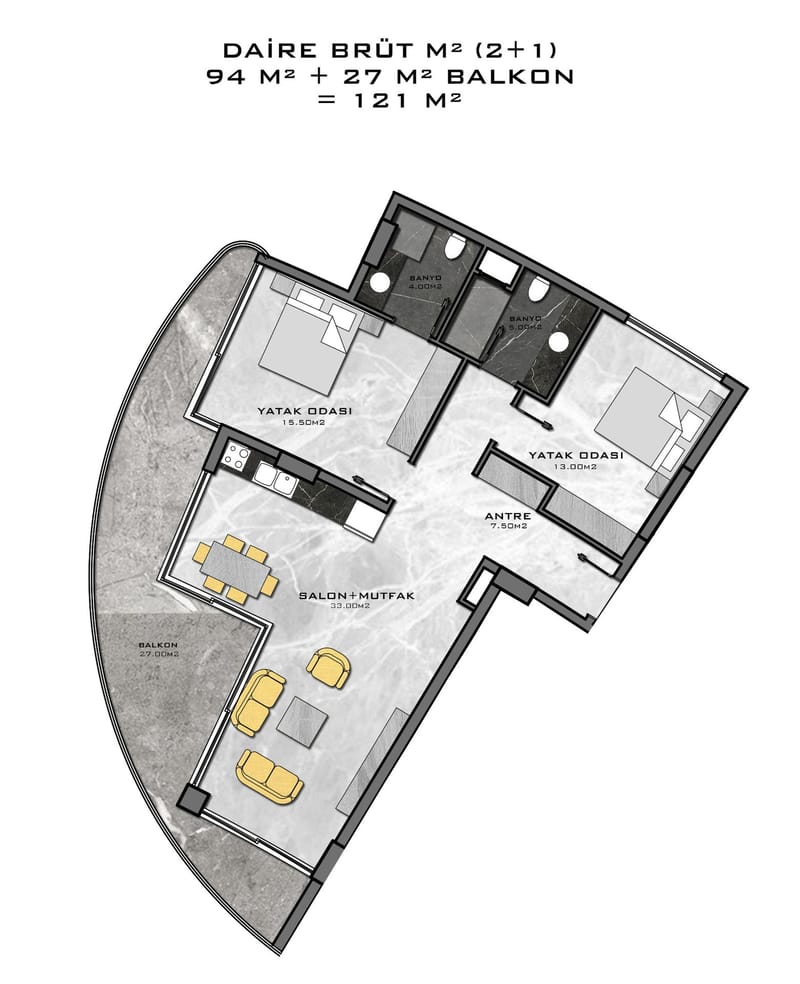 Апартаменты премиум класса на 1й линии моря, район Каргыджак (001416) — фото 45