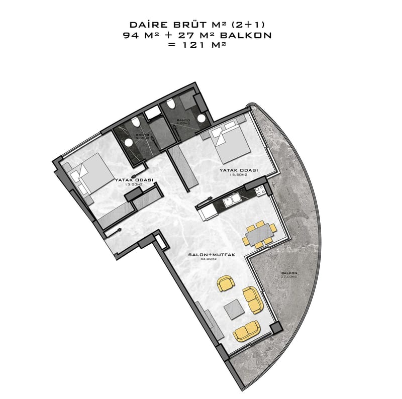Апартаменты премиум класса на 1й линии моря, район Каргыджак (001416) — фото 46
