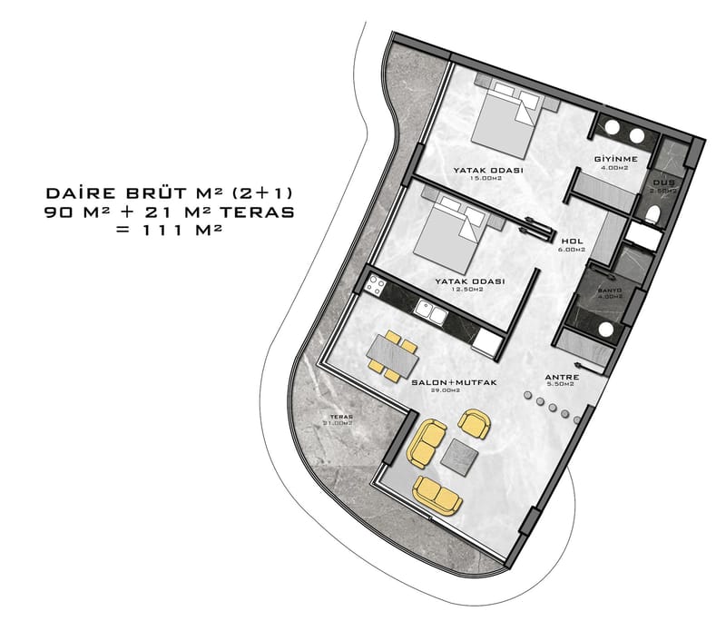Апартаменты премиум класса на 1й линии моря, район Каргыджак (001416) — фото 47