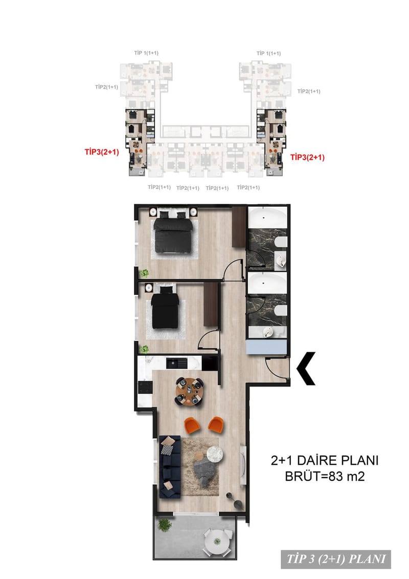 Проект в Авсалларе. Вид на море из всех квартир! (01314) — фото 16