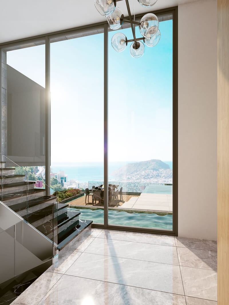 Элитные виллы с прямым видом на море в центре Алании (005420) — фото 31