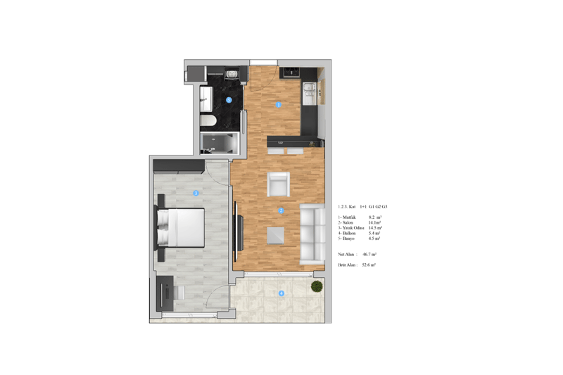 Квартиры в новом ЖК от застройщика, Газипаша (00119) — фото 35