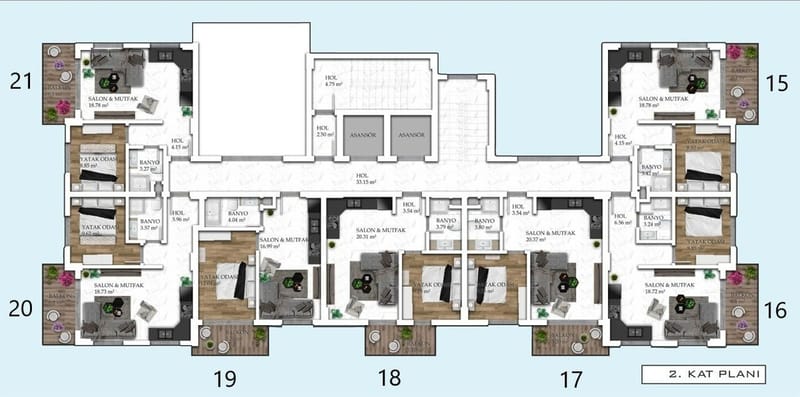 Апартаменты на продажу от застройщика в районе Авсаллар (00943) — фото 37