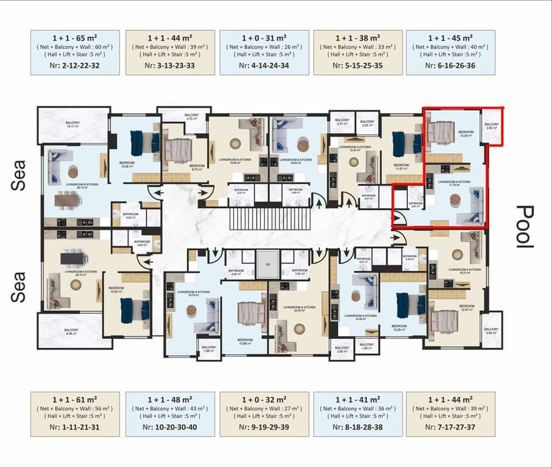 Элитный комплекс в центре Алании у пляжа Клеопарта (01805) — фото 28