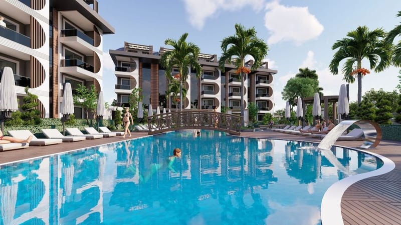 Квартира 1+1 (63 м2) с собственным садом (55 м2) в ЖК премиум класса, район Авсаллар (05000) — фото 1