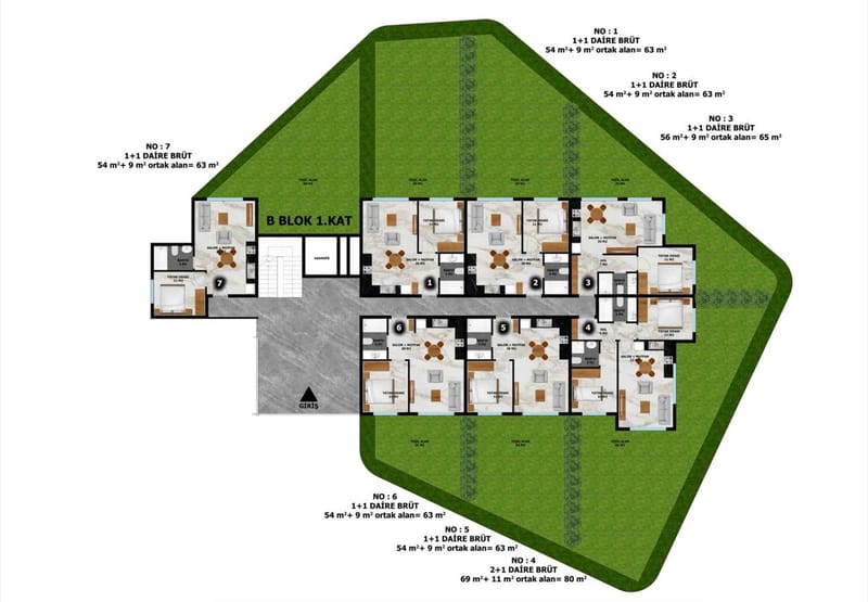 Квартира 3+1 площадью 126 м2 с собственной садом 110 м2 в проекте премиум класса, район Авсаллар (05100) — фото 9